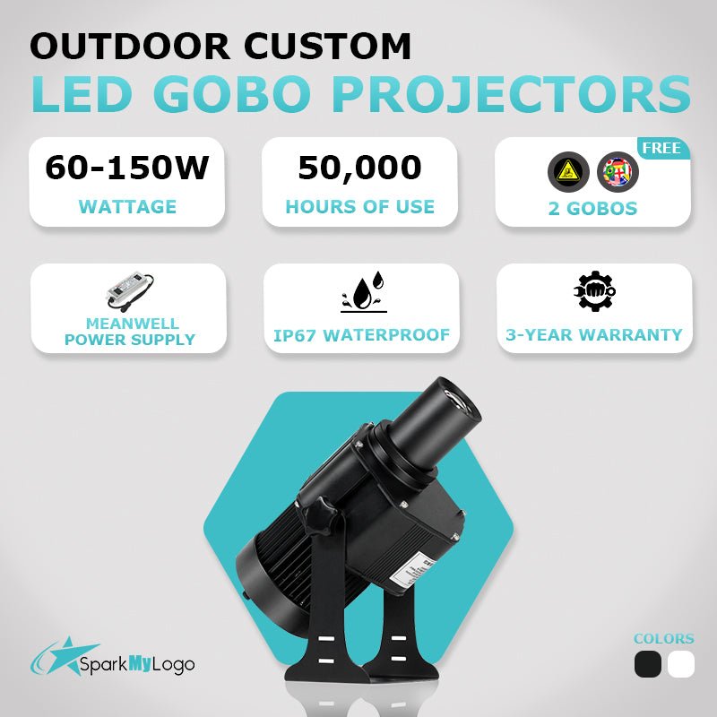 SPARK - 60S 60W LED Gobo Projector – Waterproof Logo Light for Outdoor/Indoor - SparkMyLogo